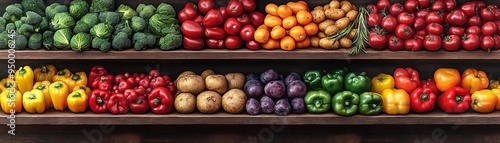 Farmer's market stall with fresh organic produce, local food, sustainable eating photo