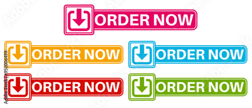 set banner order now icon sign. purchase symbol shop now labels design vector illustration
