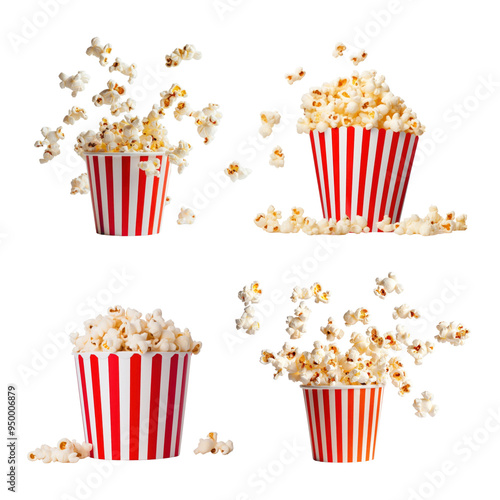 PNG popcorn element set, transparent background