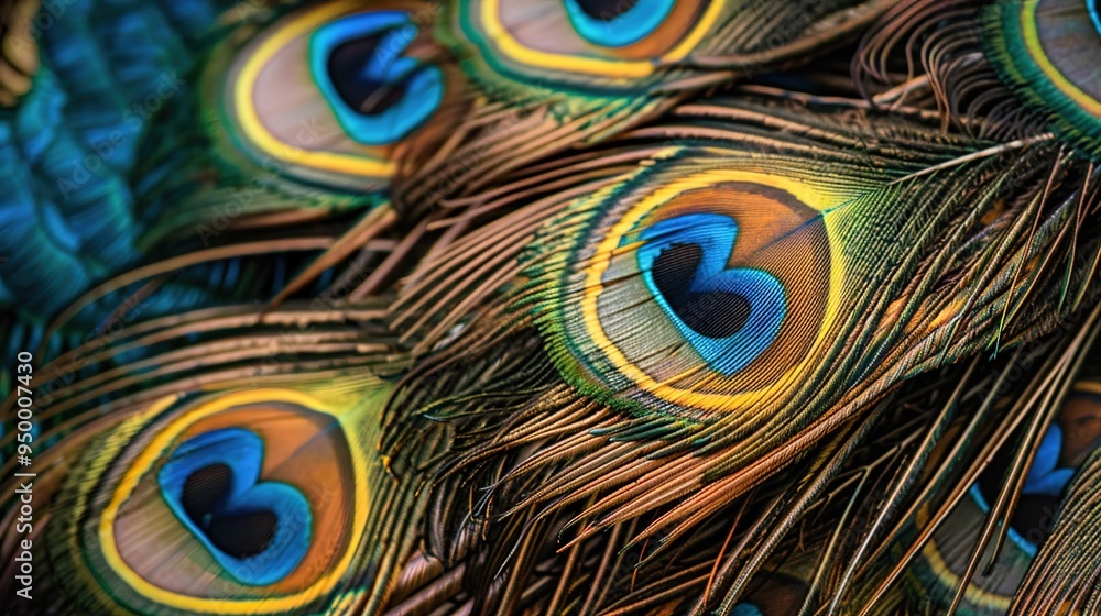 Obraz premium peacock feather closeup wallpaper