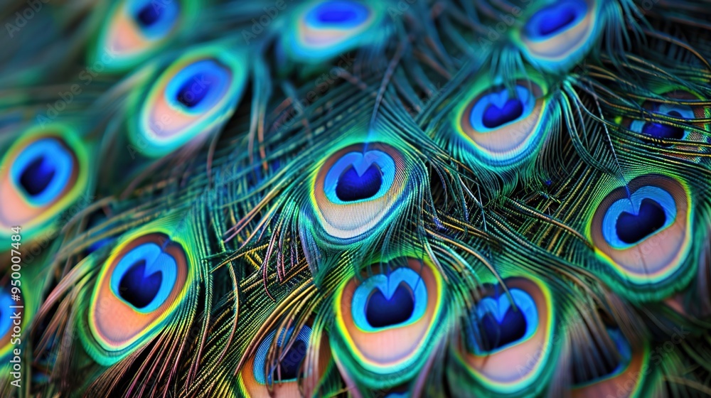 Obraz premium peacock feather closeup wallpaper