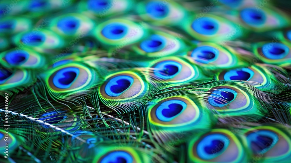 Obraz premium peacock feather closeup wallpaper