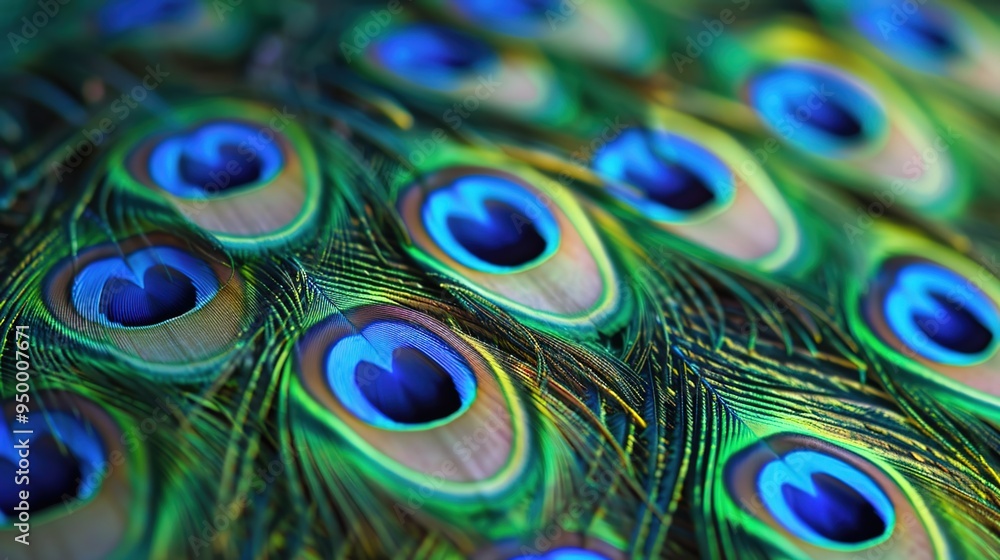Obraz premium peacock feather closeup wallpaper