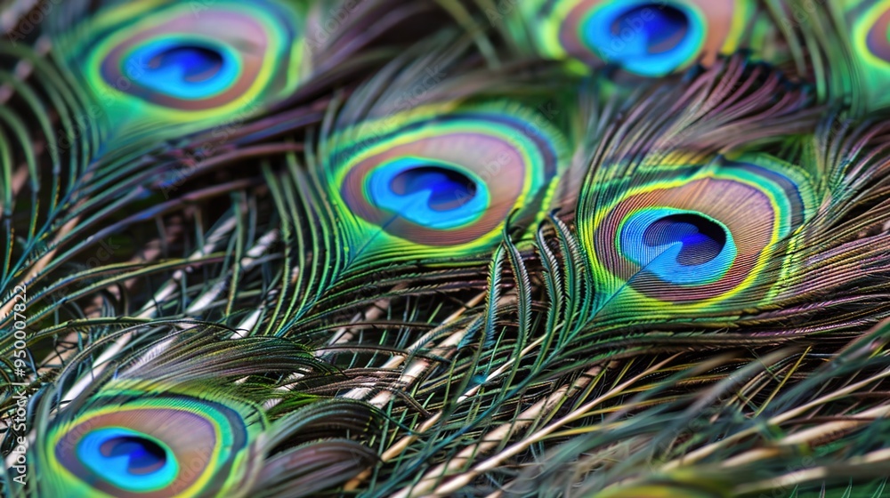 Obraz premium peacock feather closeup wallpaper