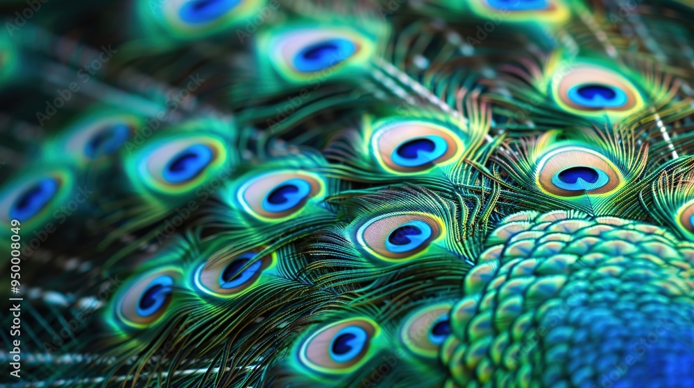 Obraz premium peacock feather closeup wallpaper