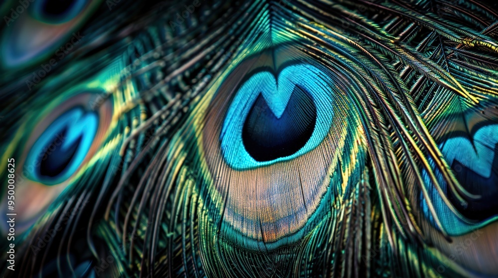 Obraz premium peacock feather closeup wallpaper