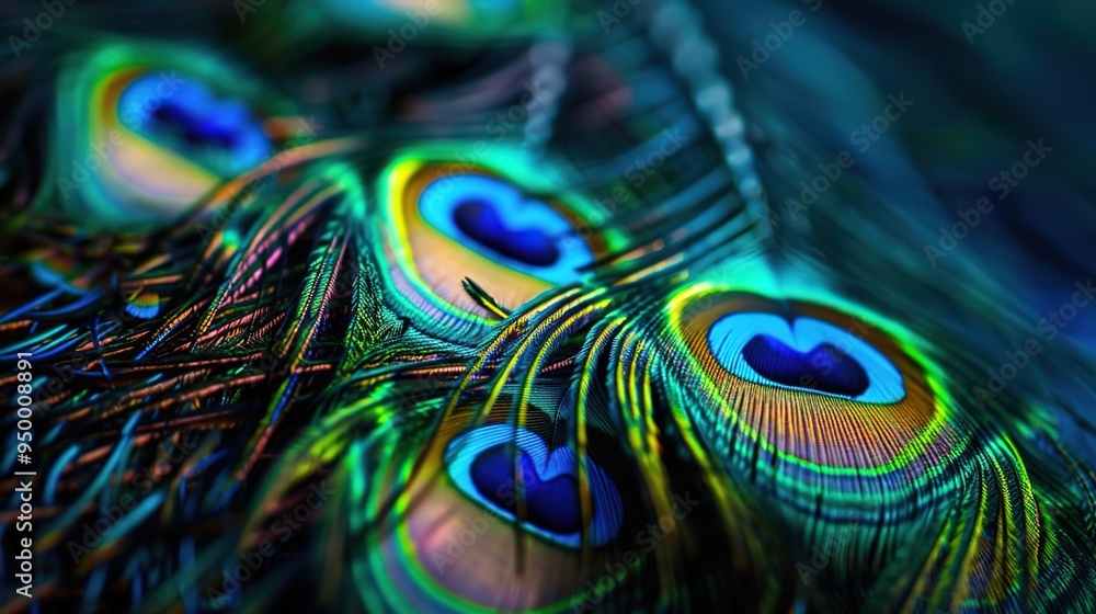 Naklejka premium peacock feather closeup wallpaper