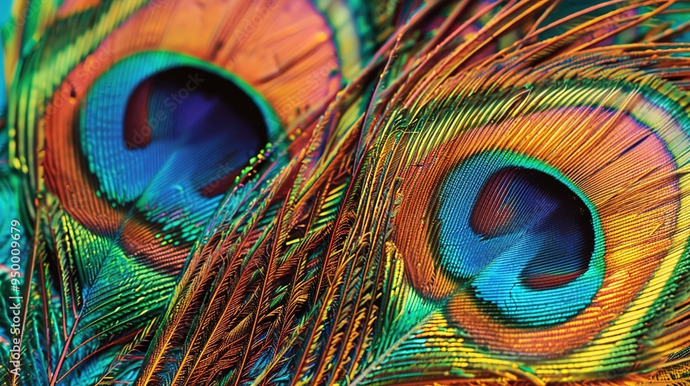 Obraz premium closeup of peacock feather wallpaper