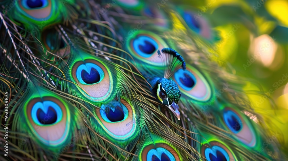 Obraz premium closeup of peacock feather wallpaper