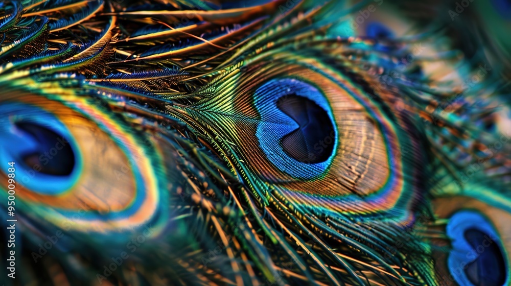 Fototapeta premium closeup of peacock feather wallpaper