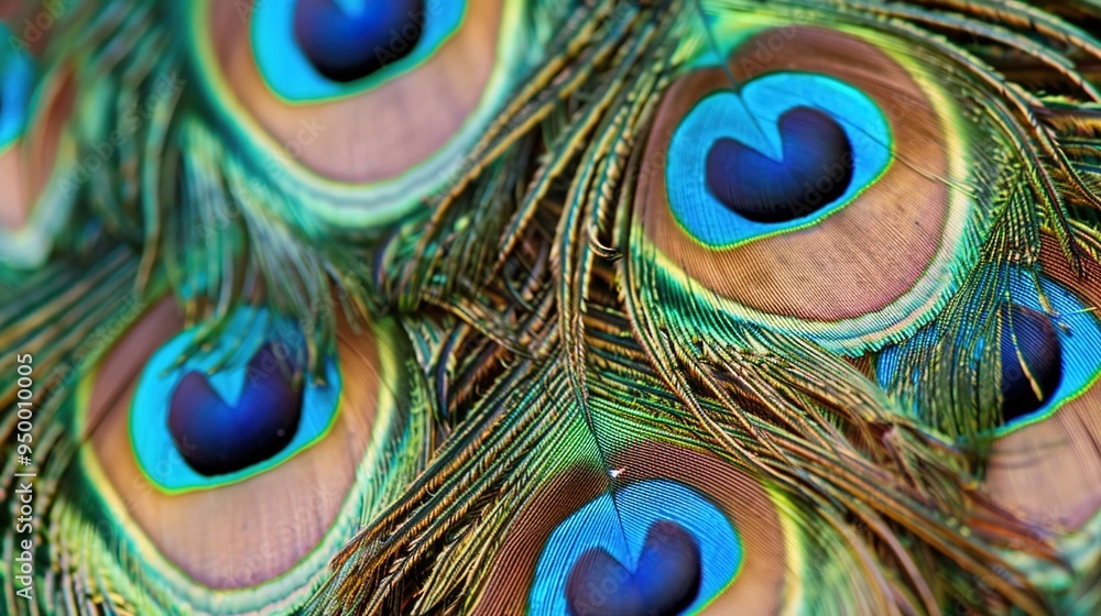 Fototapeta premium closeup of peacock feather wallpaper