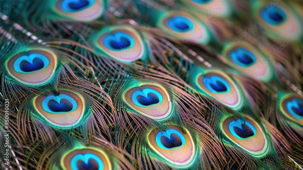 Obraz premium closeup of peacock feather wallpaper