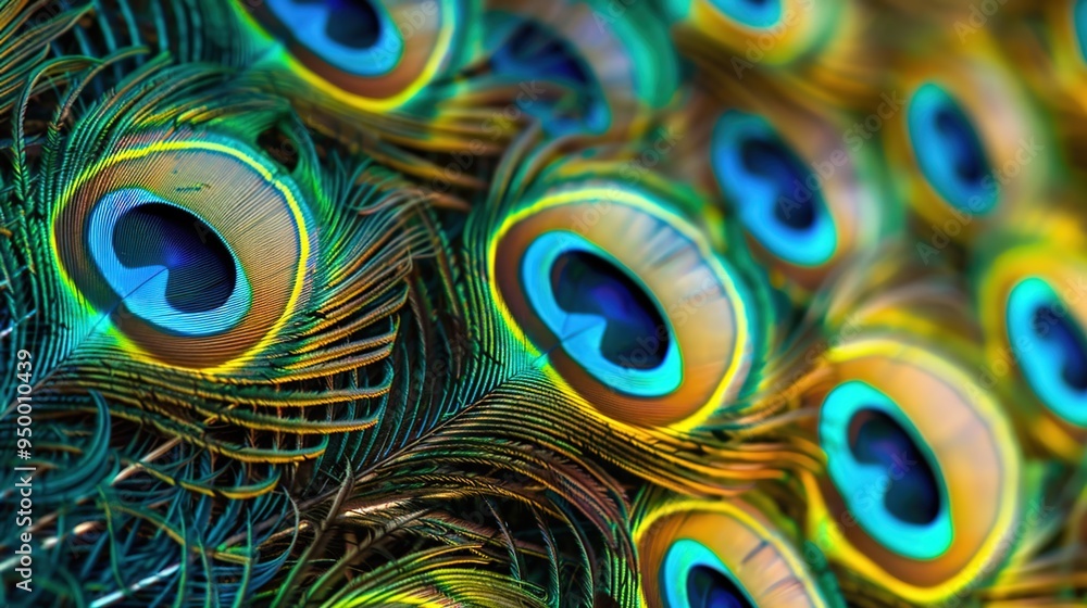 Obraz premium closeup of peacock feather wallpaper