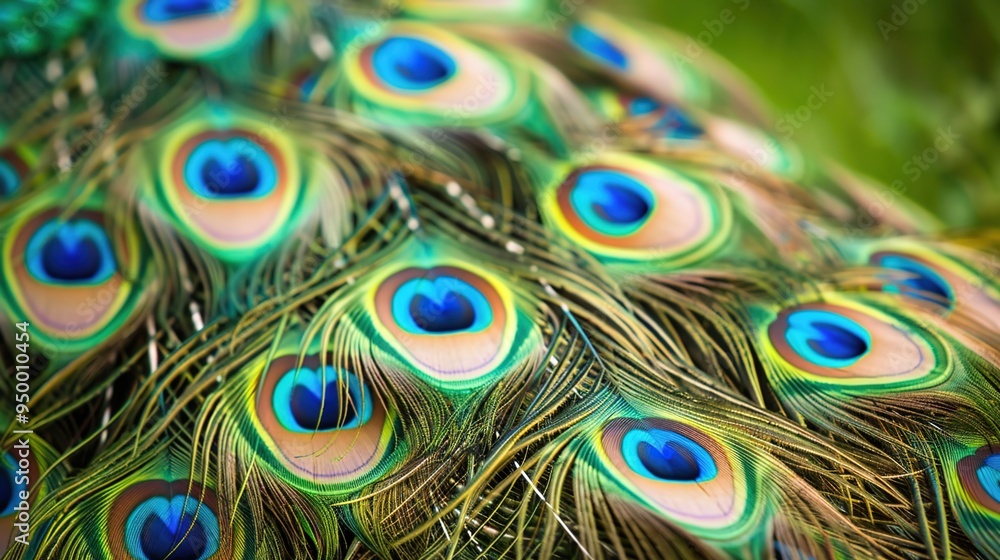 Obraz premium closeup of peacock feather wallpaper