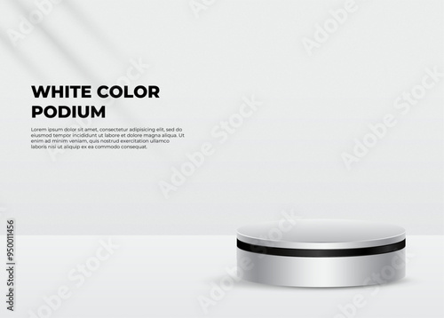 Podium alas pajangan berwarna putih, rak produk kosong, presentasi produk 3D
