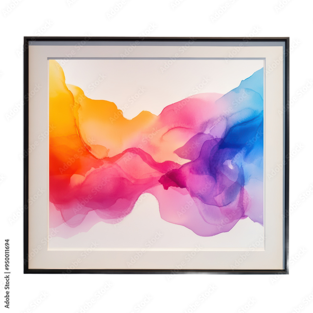 Naklejka premium framed wall art PNG transparent no shadow isolated plug and play wall artwork watercolor rainbow paint explosion