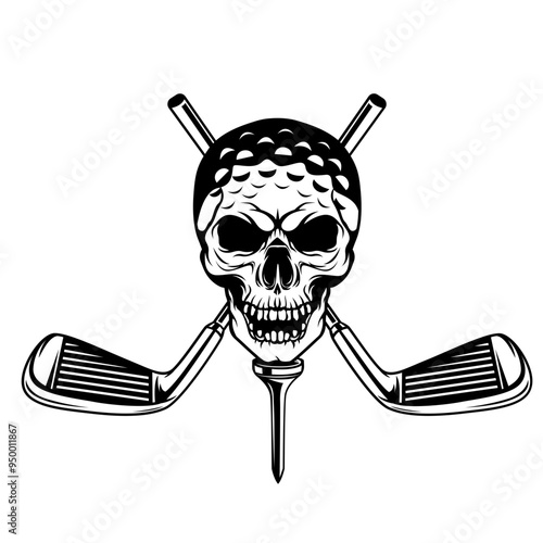 Golf | Golf Skull | Cross Golf Skull| Ball Skull | Golf Ball Skull | Golfers | Golf Club | Dead Golfers | Original Illustration | Vector and Clipart | Cutfile and Stencil