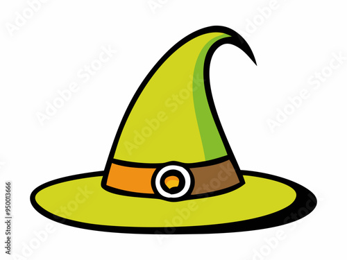 Witch hat isolated on a white background. Wizard pointed hat. Concept of Witchcraft Accessory, Magical Costume Element, Halloween Illustration. Print, design element.