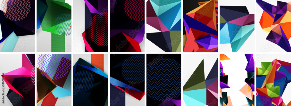 Set of low poly triangles poster geometric backgrounds. Vector Illustration For Wallpaper, Banner, Background, Card, Book Illustration, landing page Set of low poly triangles poster geometric backgrounds. Vector Illustration For Wallpaper, Banner, Background, Card, Book Illustration, landing page