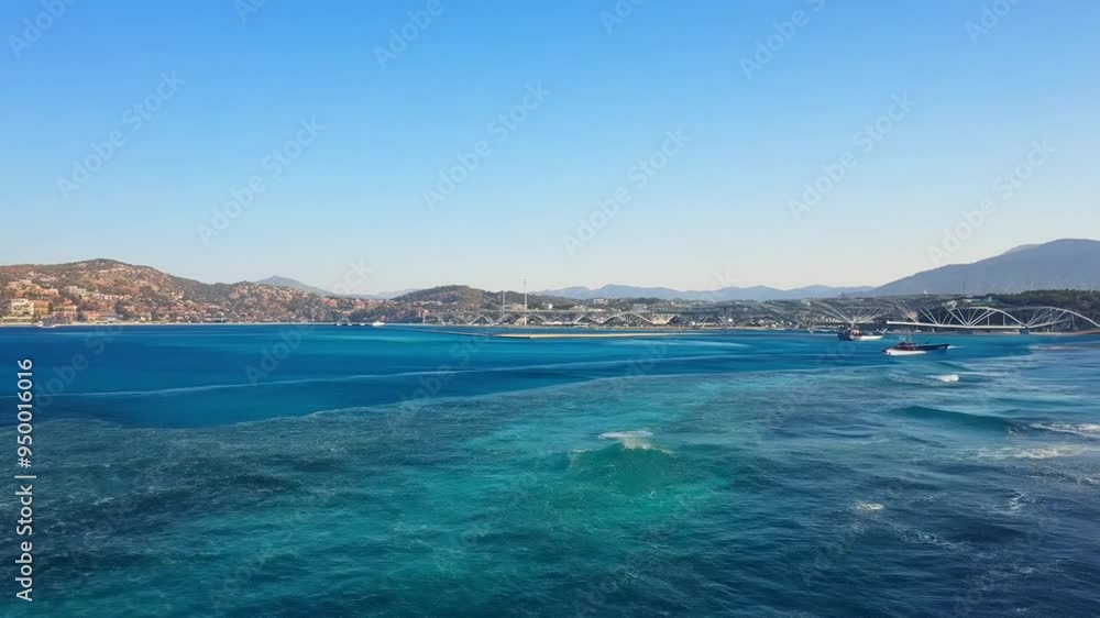 Calm Coastal View With Turquoise Waters and Distant Hills Generative AI Calm Coastal View With Turquoise Waters and Distant Hills Generative AI