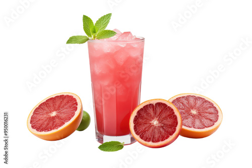 Refreshing Grapefruit Drink with Isolated on Transparent Background