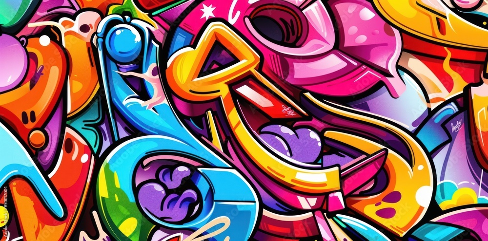 Abstract Graffiti Art with Vibrant Colors and Bold Shapes Abstract Graffiti Art with Vibrant Colors and Bold Shapes