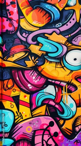 Wallpaper Mural Abstract Graffiti Artwork with Vibrant Colors and Bold Shapes Torontodigital.ca