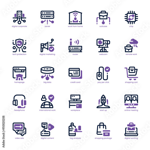 Digital Corporate icon pack for your website, mobile, presentation, and logo design. Digital Corporate icon dual tone design. Vector graphics illustration and editable stroke.