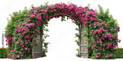 Fototapeta Naklejka Na Ścianę i Meble -  Gate made of climbing roses isolated on background. render, gate, roses, climbing, isolated,background,render, floral