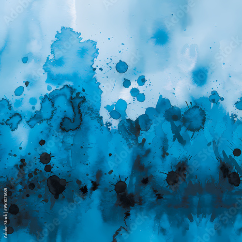 blue and black granulating watercolor background  photo