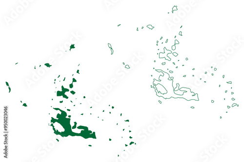 Dahlak Archipelago (State of Eritrea, Red Sea) map vector illustration, scribble sketch Dahlak Kebir, Nora, Dohul map photo