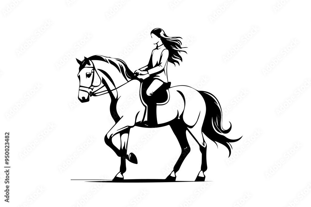 Girl riding a horse illustration vector Girl riding a horse illustration vector