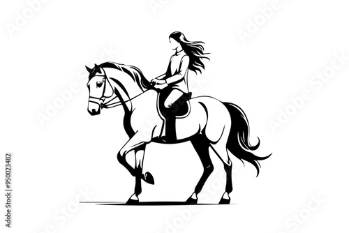 Girl riding a horse illustration vector
