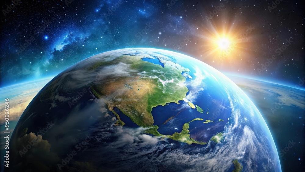 Planet Earth rising against the backdrop of space, earth, planet, sunrise, space, universe, galaxies, majestic Planet Earth rising against the backdrop of space, earth, planet, sunrise, space, universe, galaxies, majestic