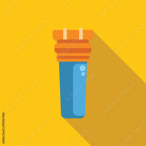 Water filter cartridge replacing dirty liquid purifying system icon in flat style on a yellow background