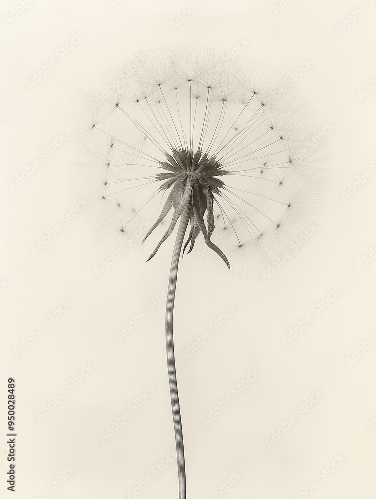 custom made wallpaper toronto digitalDandelion's Ethereal Glow: Dandelions bathed in soft light, exudes serenity and grace against a muted pure backdrop. A striking X-ray image, minimalist form and light. A solitary vintage dandelion