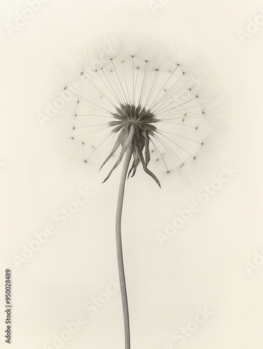 Wallpaper Mural Dandelion's Ethereal Glow: Dandelions bathed in soft light, exudes serenity and grace against a muted pure backdrop. A striking X-ray image, minimalist form and light. A solitary vintage dandelion Torontodigital.ca