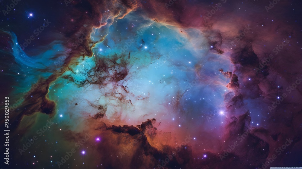 Fototapeta premium High-resolution image of a vibrant nebula in outer space 