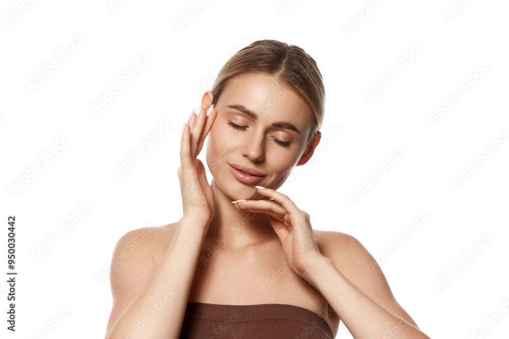 Young woman with clear, smooth skin showing results of effective skin care and cosmetic treatments. Natural beauty and wellness. Concept of natural beauty, skincare, wellness, health Young woman with clear, smooth skin showing results of effective skin care and cosmetic treatments. Natural beauty and wellness. Concept of natural beauty, skincare, wellness, health