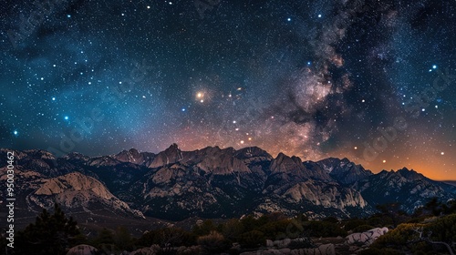 Starry night over mountain wallpaper