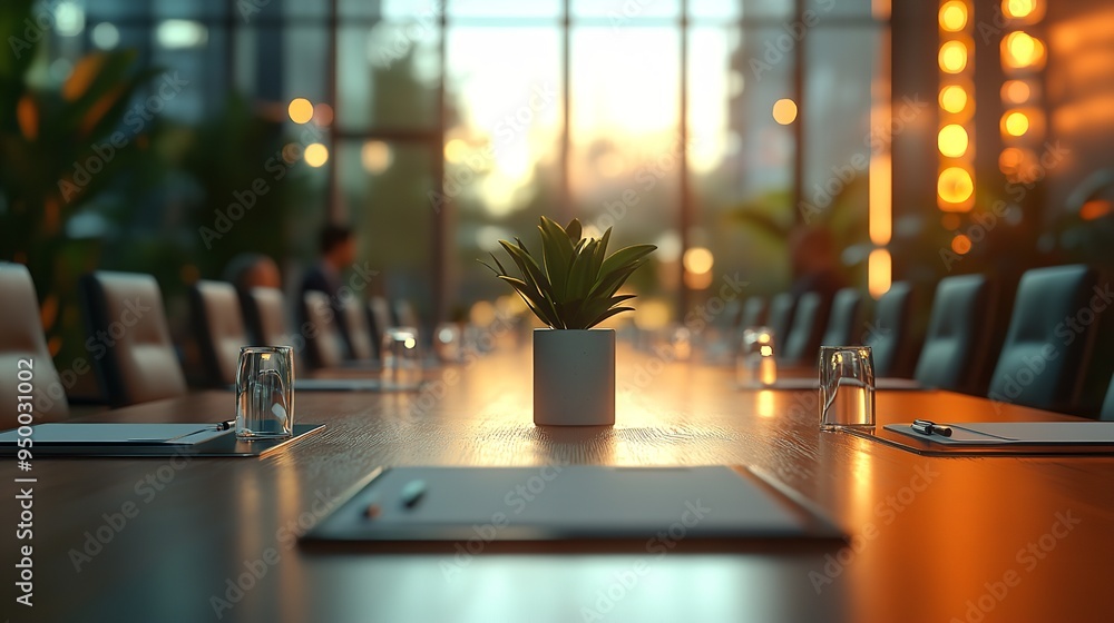 Modern Office Space With Cityscape Sunset View Modern Office Space With Cityscape Sunset View