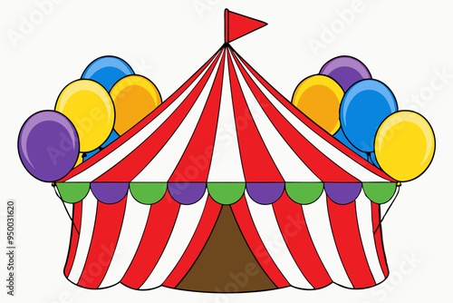 Colorful Circus Tent & Balloons Vector Art