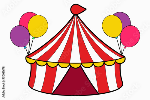 Colorful Circus Tent & Balloons Vector Art