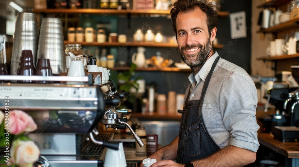 Smiling Barista in a Coffee Shop Smiling Barista in a Coffee Shop