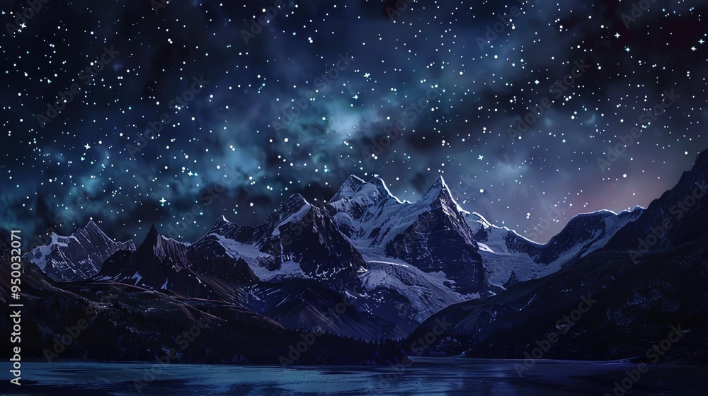 Fototapeta premium Starry night over mountain wallpaper