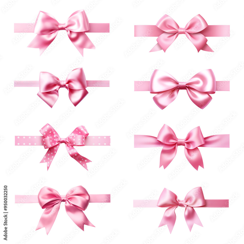 PNG pink ribbon bow design element set, transparent background PNG pink ribbon bow design element set, transparent background