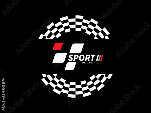 Circle checkerboard race. Checkered circle frame. Race flag. Racing Sport Checkered. Race motorsport concept. Vector illustration