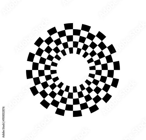 Circle checkerboard race. Checkered circle frame. Race flag. Racing Sport Checkered. Race motorsport concept. Vector illustration