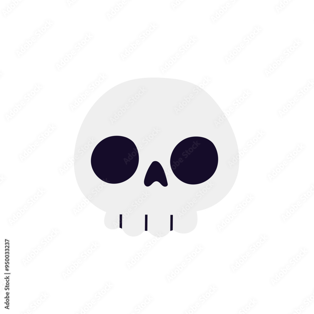 Fototapeta premium Hand drawn Halloween skull in flat style. Skull skeleton vector silhouette. Pirate symbol