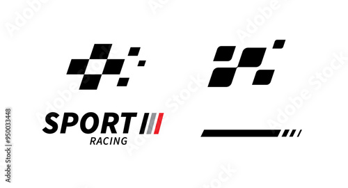 Racing stripes. Race flag. Checkered flag. Sport car decal stripes. Automotive graphics. Vector illustration